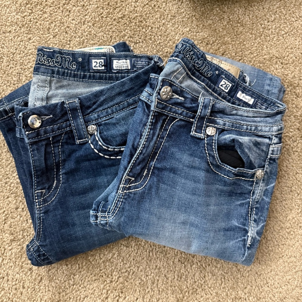 Miss Me Women's Dark and Light Blue Boot Cut Jeans